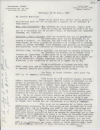 [Carta] 1954 jul. 20, Santiago [a] Gabriela Mistral