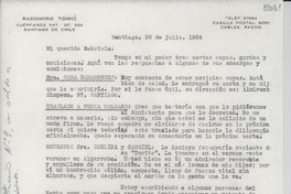 [Carta] 1954 jul. 20, Santiago [a] Gabriela Mistral