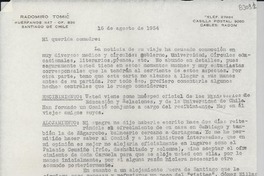 [Carta] 1954 ago. 16, [Santiago] [a] Gabriela Mistral