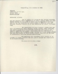 [Carta] 1954 oct. 4, Valparaíso [a] Editorial Losada, Buenos Aires