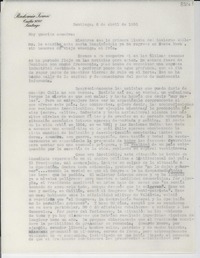 [Carta] 1955 abr. 6, Santiago [a] Gabriela Mistral