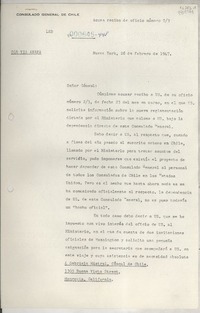 [Oficio] N° 000645-448, 1947 feb. 28, Nueva York, [EE.UU.] [a] Gabriela Mistral, Cónsul de Chile, 1305 Buena Vista Street, Monrovia, California, [EE.UU.]