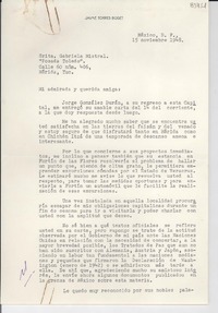 [Carta] 1948 nov. 15, México, D. F., México [a] Gabriela Mistral, Mérida, [México]