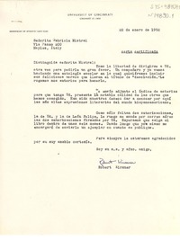 [Carta] 1952 ene. 22, Cincinnati, Ohio, [Estados Unidos] [a] Gabriela Mistral, Naples, Italia