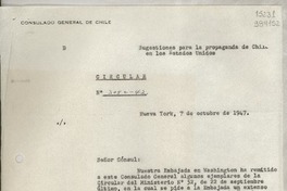 Circular N° 3052-42, 1947 oct. 7, Nueva York, [Estados Unidos] [al] señor Cónsul de Chile, Santa Bárbara
