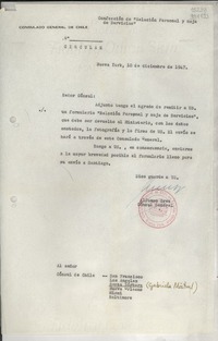 Circular, 1947 dic. 10, Nueva York, [Estados Unidos] [al] señor Cónsul de Chile, Santa Bárbara