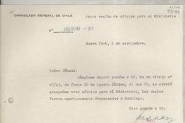 [Circular] N° 02400-1713, [1948] sept. 2, Nueva York, [EE.UU.] [a] Gabriela Mistral, Cónsul de Chile, Santa Bárbara, [EE.UU.]