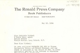 [Carta] 1954 may 12, New York, [Estados Unidos] [a] Gabriela Mistral co Doris Dana, New York, [Estados unidos]