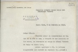 Circular N° 0293-6, 1949 feb. 9, Nueva York, [EE.UU.] [a los] [Señores Cónsules de Chile en EE.UU. y Puerto Rico]