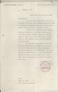 [Circular] N° 00811-512, 1948 mar. 20, Nueva York, [Estados Unidos] [al] señor Cónsul de Chile, Santa Bárbara, California