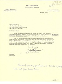 [Carta] 1954 jul. 8, New Haven, Connecticut, [Estados Unidos] [a] Doris Dana co Alice E. Moore, New York, [Estados unidos]