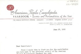 [Carta] 1955 jun. 27, Chicago Illinois, [Estados Unidos] [a] [Gabriela Mistral]