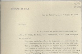 [Circular] N° 449, 1937 oct. 11, Río de Janeiro, [Brasil] [a] Señorita Gabriela Mistral