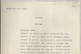 [Carta] 1945 nov. 8, [Brasil] [a] MinChile, Santiago