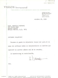 [Carta] 1956 oct. 29, New York, [Estados Unidos] [a] Gabriela Mistral co Doris Dana, Long Island, New York, [Estados Unidos]