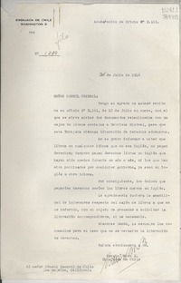 [Circular] N° 1390, 1946 jul. 25, Washington [al] Señor Cónsul General de Chile, Los Angeles, California