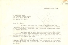 [Carta] 1951 feb. 23, Rapallo, Italia [a] dr. A. William Loos, New York, [Estados Unidos]