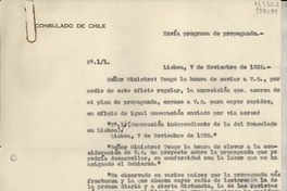 [Oficio] N° 11, 1935 nov. 7, Lisboa, [Portugal] [al] Señor Ministro de Relaciones Exteriores