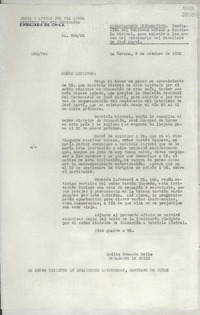 [Oficio] N° 28865, 1952 oct. 9, La Habana, [Cuba] [al] Señor Ministro de Relaciones Exteriores, Santiago de Chile