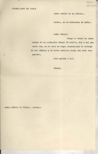 [Memorandum] 1935 nov. 18, Lisboa, Portugal [a] Señor Cónsul de Chile, Madrid