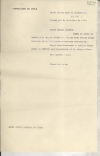 [Oficio] N° 42, 1935 nov. 14, Lisboa, [Portugal] [al] Señor Cónsul General de Chile, [Lisboa], [Portugal]