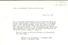 [Carta] 1965 jul. 13, [Estados Unidos] [a] Doris Dana, [Estados Unidos]