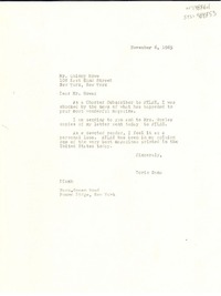 [Carta] 1965 nov. 6, New York, [Estados Unidos] [a] mr. Quincy Howe, New York, [Estados Unidos]