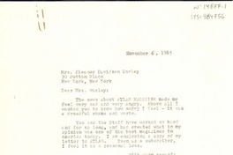 [Carta] 1965 nov. 6, New York, [Estados Unidos] [a] Eleanor Davidson Worley, New York, [Estados Unidos]