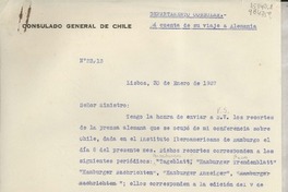 [Oficio] N° 2313, 1937 ene. 30, Lisboa, [Portugal] [al] Señor Ministro de Relaciones Exteriores y Comercio, Santiago, [Chile]