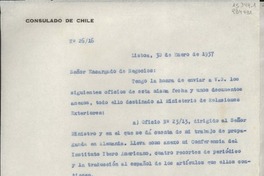 [Oficio] N° 2616, 1937 ene. 30, Lisboa, [Portugal] [al] Señor Encargado de Negocios de Chile en Portugal, Lisboa