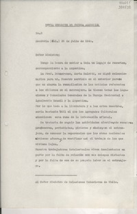 [Oficio] N° 3, 1946 jul. 25, Monrovia, Cal., [Estados Unidos] [al] Señor Ministro de Relaciones Exteriores de Chile