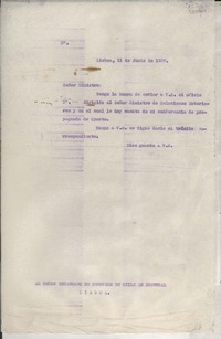 [Oficio] 1937 jun. 11, Lisboa, [Portugal] [al] Señor Encargado de Negocios de Chile en Portugal, Lisboa