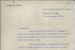 [Oficio] 1938 sept. 3, Guayaquil, Ecuador [al] Sr. Ministro de Relaciones Exteriores de Chile
