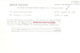 [Carta] 1969 aug. 27, New York, [Estados Unidos] [a] Doris Sheperd Dana, [Estados Unidos]