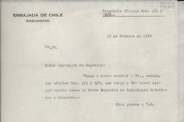 [Oficio] N° 46, 1939 feb. 25, [EE.UU.] [al] Señor Encargado de Negocios de Chile, Washington, [EE.UU.]