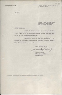 [Oficio] N° 31, 1947 mar. 12, Monrovia, California, [Estados Unidos] [al] Señor Ministro de Relaciones Exteriores de Chile