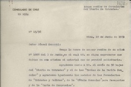 [Oficio] N° 1538, 1939 jun. 12, Niza, [Francia] [al] Señor Cónsul General de Chile en Francia