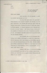 [Oficio] N° 94, 1947 mar. 18, Monrovia, California, [Estados Unidos] [al] Señor Cónsul General de Chile en Nueva York