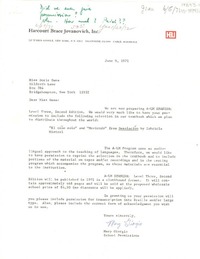 [Carta] 1971 jun. 9, [New York, Estados Unidos] [a] Doris Dana, New York, [Estados Unidos]