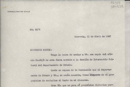 [Oficio] N° 262, 1947 abr. 11, Monrovia, [Estados Unidos] [al] Dr. Luther H. Evans, Director de la biblioteca del Congreso, Washington, D. C.