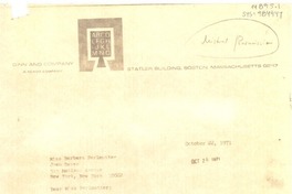 [Carta] 1971 oct. 22, [Boston, Massachusetts, Estados Unidos] [a] Doris Dana, New York, [Estados Unidos]