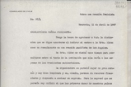 [Oficio] N° 271, 1947 abr. 11, Monrovia, [Estados Unidos] [a] la excelentísima Sra. Presidenta de Chile, Santiago de Chile