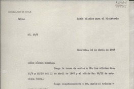 [Oficio] N° 298, 1947 abr. 14, Monrovia, [EE.UU.] [al] Señor Cónsul General de Chile en Nueva York, [EE.UU.]
