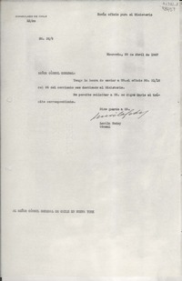 [Oficio] N° 329, 1947 abr. 28, Monrovia, [EE.UU.] [al] Señor Cónsul General de Chile en Nueva York, [EE.UU.]