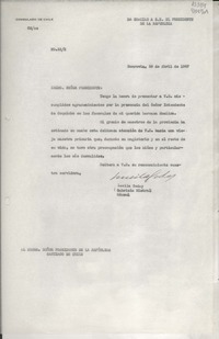 [Oficio] N° 332, 1947 abr. 28, Monrovia, [EE.UU.] [al] Excmo. Señor Presidente de la República, Santiago de Chile