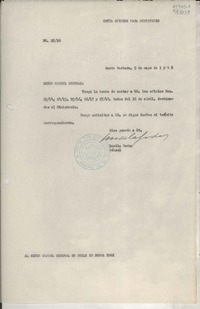 [Oficio] N° 2810, 1948 mayo 5, Santa Barbara, [EE.UU.] [al] Señor Cónsul General de Chile en Nueva York, [EE.UU.]