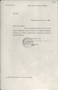 [Oficio] N° 4517, 1948 jul. 21, Santa Barbara, [EE.UU.] [al] Señor Cónsul General de Chile en Nueva York, [EE.UU.]