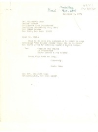 [Carta] 1975 nov. 9, Bridgehampton, New York, [Estados Unidos] [a] Elizabeth Shub, New York, [Estados Unidos]