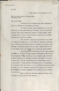 [Oficio] N° 901, 1948 oct. 29, Santa Barbara, [Estados Unidos] [a] Hon. Sr. Cónsul General de Estados Unidos, Valparaíso, Chile