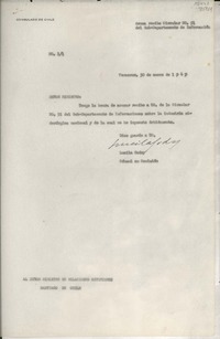 [Oficio] N° 11, 1949 ene. 30, Veracruz, [México] [al] Señor Ministro de Relaciones Exteriores, Santiago de Chile